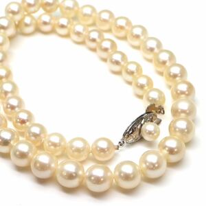 ◆アコヤ本真珠ネックレス/ 8 ◆M 約33.1g 約40.5cm 7.0-7.5mm珠 pearl パール jewelry necklace ジュエリー DA0/DC0