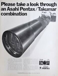 稀少・広告！1967年アサヒ ペンタックス カメラ広告/Asahi Pentax camera/Takumar lense/昭和レトロ/C