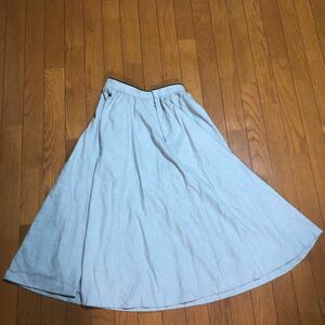 ブランド　Siena Donna青色スカート、毛100％,カシミヤ10％,裏キュプラ100％40 (L)、総長80cm,ウエスト33cm美品洗濯済み送料520円 