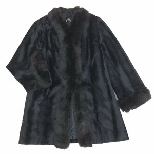 ◆Benaru WATAICHI ベナル 豪華フォックスファートリム エコファーコート 11(L) 黒 ブラック フェイクファー 毛皮 日本製 国内正規品 婦人