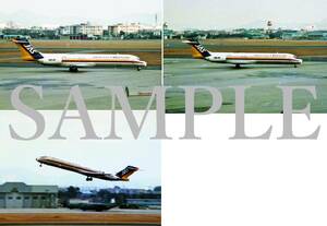 F【航空機写真】Ｌ版３枚　JAS　日本エアシステム　MD-87　名古屋空港
