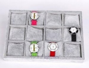 M056☆新品腕時計ケース ブレスレットケース ラグジュアリー 12個収納 (ライトグレー)