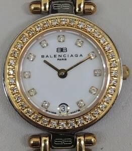 7352 BALENCIAGA バレンシアガ 腕時計 ブレスウォッチ 石付き クォーツ レディース シルバーカラー×ゴールドカラー 動作未確認