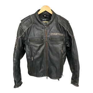 【USED】　ハーレーダビッドソン Harley Davidson レザーライダースジャケット RIDING GEAR 牛革Lサイズ 黒(M0425-4)