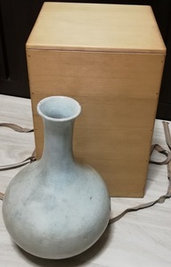朝鮮古陶 李朝 白磁 天球瓶 花瓶 共箱 検索： 高麗