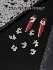ネイル デコレーション 20 ピース/1 ボックス日本のシンプルな立体ネイルアート蝶かわいいフレッシュスタイル合金蝶 2 メタリッ