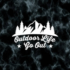 送料無料◆Outdoor Life Go Out カッティングステッカー◆ホワイト｜15×9.75cm｜超防水 UVカット 屋外使用可【C037】