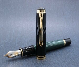 (ペン先18C) Pelikan ペリカン 万年筆 スーベレーン 緑縞 ペン先18C750 計1点 ネーム入り ※筆記未確認 ◆おたからや【Y-A51679】同梱-2