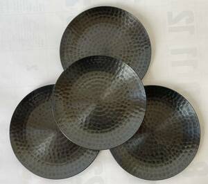 新光堂 美術銅器 純銅製 槌目小皿 銘々皿揃 12.5cm 4枚 ★ 銅 小皿 菓子皿