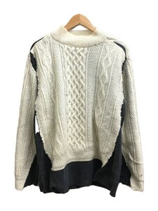 Rebuild by Needles◆Fisherman Sweater/M/ウール/クリーム/LQ299/再構築