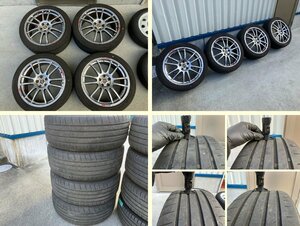 ※S管理74758 H19 レガシィ BP5】キズ多数 現状品★ENKEI GTC01 18インチ 215/45R18 タイヤ付 アルミ ホイール★7.5J ＋48 PCD100 5H