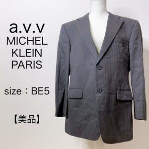 【a.v.v】アーヴェヴェ スーツジャケット テーラード 大きいサイズ ウール MICHEL KLEIN ミッシェルクラン メンズ ストライプ ウール