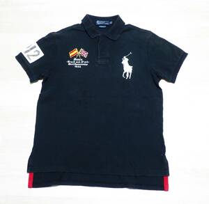 ☆Polo by RALPH LAUREN　☆ラルフローレン　☆SPAIN　☆ビッグポニー　☆半袖ポロシャツ　☆ラガーシャツ　☆ブラック　☆M