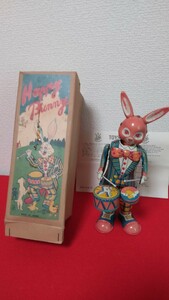  値下げしました。昭和レトロ ブリキ ゼンマ Happy bunnyトイズクラブ、メイドインJAPAN