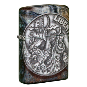 ジッポー オイルライター アメリカ加工 #PF49434 Pirate Coin Design パイレーツコイン&ギフトボックスセット（オイル＋フリント+BOX）