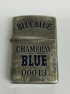 1円～！ZIPPO ジッポ ライター BLUEBLUE CHAMBRAY 00013 ブルーブルー シャンブレー シルバー 2006年 オイルライター 喫煙具 着火確認済み
