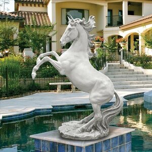 無限のパワー 後ろ足で立ちあがる駿馬彫像グランデ ガーデン彫刻 庭園芝生 ホームデコ カフェ 贈り物 輸入品
