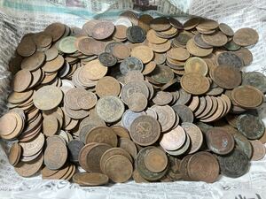 明治〜大正4年までの銅貨　まとめて約3kgセット　2銭銅貨　1銭銅貨　半銭銅貨など　古銭　近代銭　