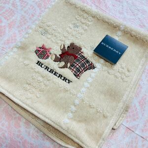 【激レア】新品/BURBERRY/タオルハンカチ/正規品/バーバリー/綿100%/未使用/即決/匿名発送/日本製/ノバチェック/テディベア/くまクマ/雪/58