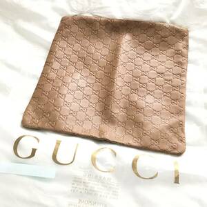  ★　GUCCI グッチ クッション オールレザー GG モノグラム 280627 インテリア クッション　カバー キャメル イタリア製 希少 レア ★