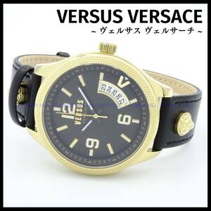 【新品・送料無料】VERSUS VERSACE ヴェルサスヴェルサーチ 腕時計 メンズ クォーツ VSPVT0220 ブラック・ゴールド レザーバンド