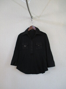 SAYCOMMECAコムサ黒7分袖デザインシャツ(USED）82617②