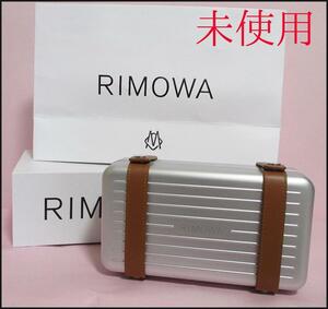 【未使用】RIMOWA 　リモワ　クロスボディバッグ　パーソナルアルミニウム　シルバー　ユニセックス　2WAY　ストラップ　キャメルレザー