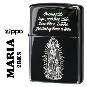 zippo(ジッポーライター) マリア MARIA 黒ニッケルメッキ エッチング 銀サシ仕上げ　 2BKS-MARIA【ネコポス可】