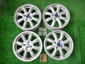 ★ MINILITE アルミホイール 4本セット 15x4.5J シルバー 4H PCD100 OFF+45 ハブ径54mm センターキャップ付 ★ 2梱包発送予定 ★