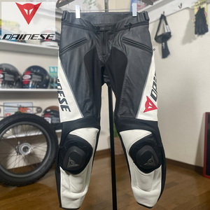 超美品☆DAINESE ダイネーゼ レディース パンチングレザーパンツ DELTA PRO C2 PELLE ブラック ホワイト/50（ウエスト74〜80）