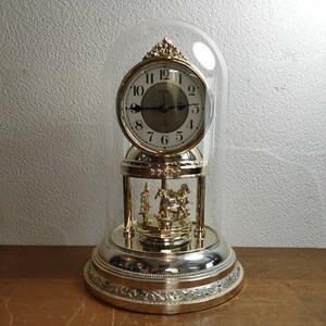 CITIZEN シチズン 置時計 置き時計 ガラスケース 昭和レトロ リズム時計 クオーツ 作動確認済み クォーツ 