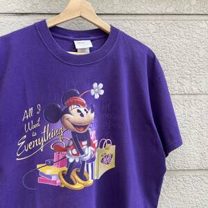 90s 00s USA古着 紫 ミニーマウス プリントTシャツ 半袖Tシャツ ディズニー アメリカ古着 vintage ヴィンテージ オフィシャル Disney