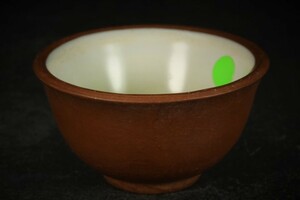 朱泥 煎茶碗 湯呑 煎茶道具 高さ2.7㎝ 口径5.2㎝ 日本陶磁器 焼き物