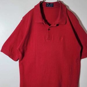 【レア】80s ビンテージ イギリス製 FRED PERRY フレッドペリー 半袖ポロシャツ ロゴ刺繍 サイズ42 赤 イングランド製 匿名配送