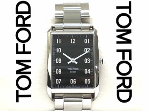 35万新品◆TOMFORD トムフォード N.001 ポリッシュド Sスティールケース ブラックダイヤル レクタングルブレスレット腕時計 1円