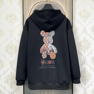 個性EU製＆定価4万◆UABONI*Paris*パーカー*ユアボニ*パリ発◆コットン100％ 高級 モノグラム カットソー 男女兼用 ベアブリック M/46