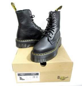 ★Dr.Martens JADONⅢ ドクターマーチン ジェイドン3 8ホールUK6 25ｃｍ位 厚底 内側ファスナー仕様 ブラック レザー AW006 中古美品