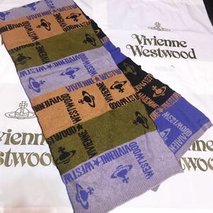 送料込●新品●Vivienne Westwood マフラー タオル地 グレー② ヴィヴィアンウエストウッド ビビアン ユニセックスウールレーヨン 日本製