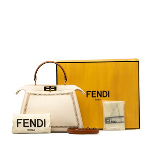 フェンディ ピーカブー アイシーユー ミディアム ハンドバッグ ショルダーバッグ 2WAY 8BN321 ホワイト キャンバス FENDI 【中古】