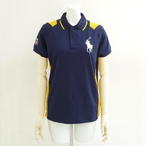 S4 RLX Ralph Lauren ラルフローレン US OPEN 2007 メッシュ使い ポロシャツ レディース M ネイビー × イエロー 紺 黄 POLO