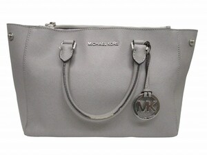 マイケルコース MICHAEL KORS レザー ハンドバッグ メタルロゴ 銀金具 ロゴ底鋲 ロゴジップ ベージュ系 0503 ■GY14 レディース