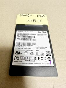 SD0292【中古動作品】SunDisk 内蔵 SSD 128GB /SATA 2.5インチ動作確認済み 使用時間21387H