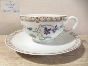 〓戸）Haviland Limoges アビランド リモージュ Imperatrice Eugenie アンペラトリス ユージェニー カップ＆ソーサー 1客 C&S スミレξ