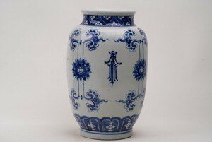 【積古】中国古美術 清時代 青花 花瓶 花器 花入 壺 花生 時代物 唐物 古玩 骨董 藏出