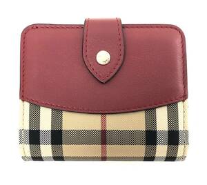 T04/137 BURBERRY バーバリー ノバチェック ラウンドファスナー ウォレット コンパクト財布 二つ折り財布 札入れ 小銭入れ カード収納