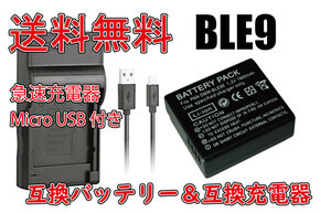 送料無料 バッテリー＆充電器 パナソニック DMW-BLE9/DMW-BLG10 急速充電器 Micro USB付き AC充電対応 シガライター充電対応 互換品