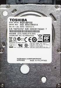 TOSHIBA MQ01ABF032 2.5インチ 7mm SATA600 320GB 47回 18158時間