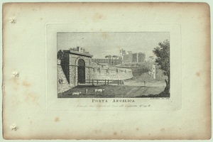 1865年 ローマとその周辺の主な景観 銅版画 アンジェリカ門 Porta Angelica