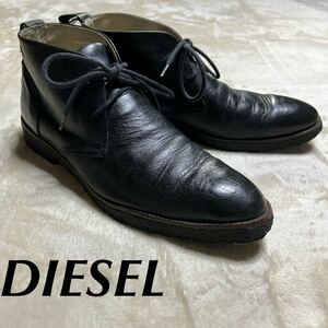 ★DIESEL★26.5㎝ ハイカット ディーゼル チャッカブーツ メンズ 黒 ブラック シューズ ラバーソール 42 デザートブーツ