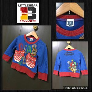 ★LITTLE BEAR CLUB リトルベアークラブ 長袖 トレーナー 厚手 リブ付き 飾りポケット付き プリント ベビー80cm 